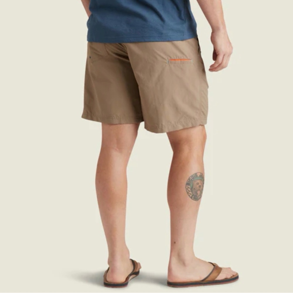 Howler Brothers Men's Tan Hybrid Shorts with Orange Stitching